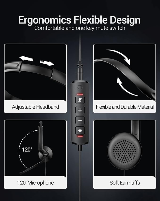 USB Headset with Microphone for PC Laptop - Image 5