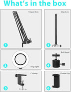 Overhead Camera Mount with Ring Light, Flexible Articulating Phone Arm Stand - Image 9