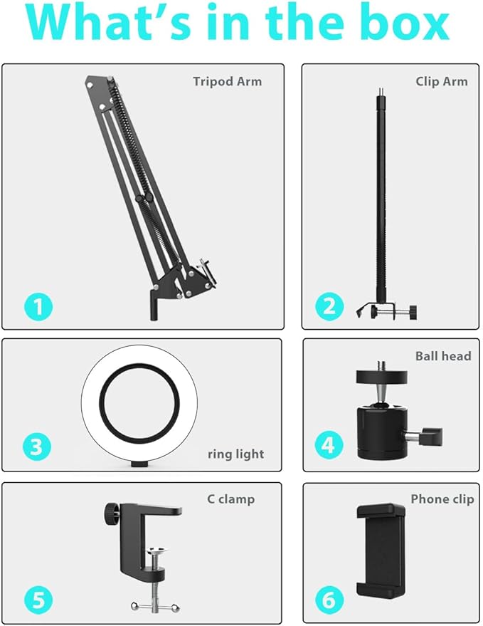 Overhead Camera Mount with Ring Light, Flexible Articulating Phone Arm Stand - Image 9