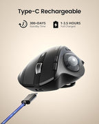 ProtoArc Wireless Trackball Mouse, EM01 NL Ergonomic Bluetooth Rollerball Thumb - Image 6