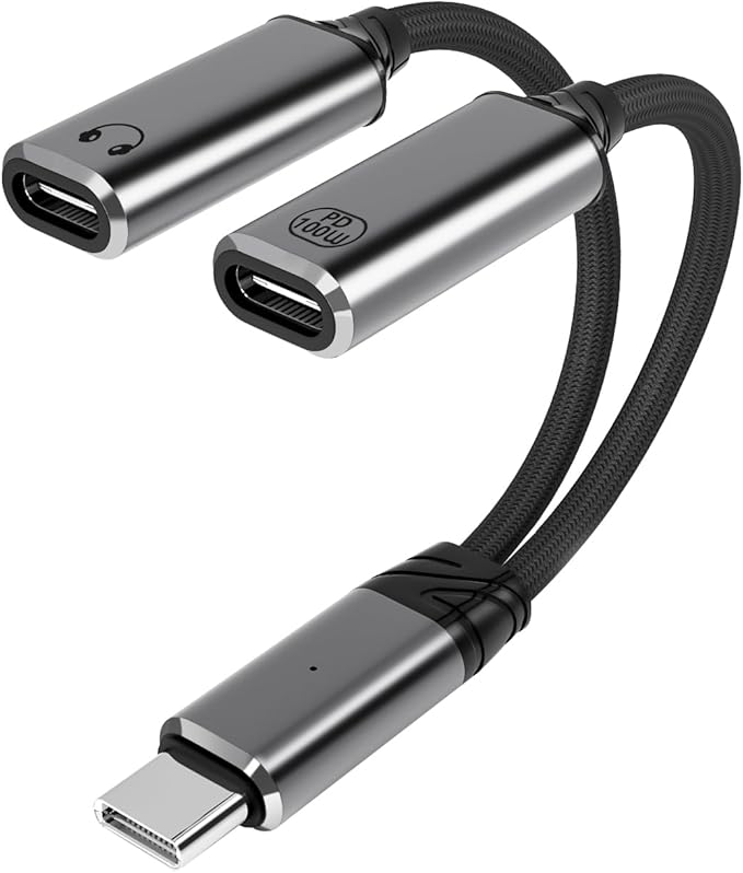 USB C Splitter，2 in 1 USB C Headphone and Charger Adapter Audio Dongle Cable - Image 9