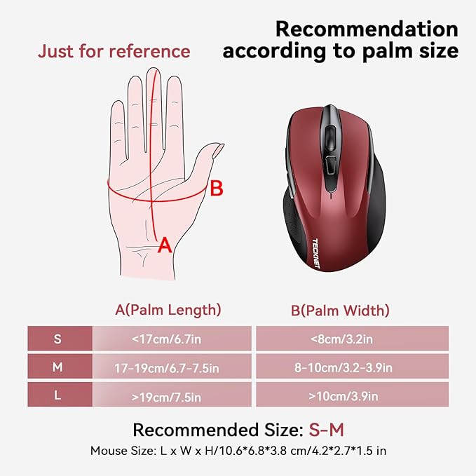 TECKNET Wireless Mouse Silent 4800 DPI Computer USB A & Bluetooth Mouse 6 - Image 3