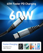 USB C to USB C Cable, iPad Pro Air, Samsung S24/S24 Ultra/S23 USBC Charger - Image 2