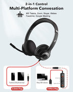 USB Headset with Microphone for PC, On-Ear Computer Laptop Headphones with - Image 5