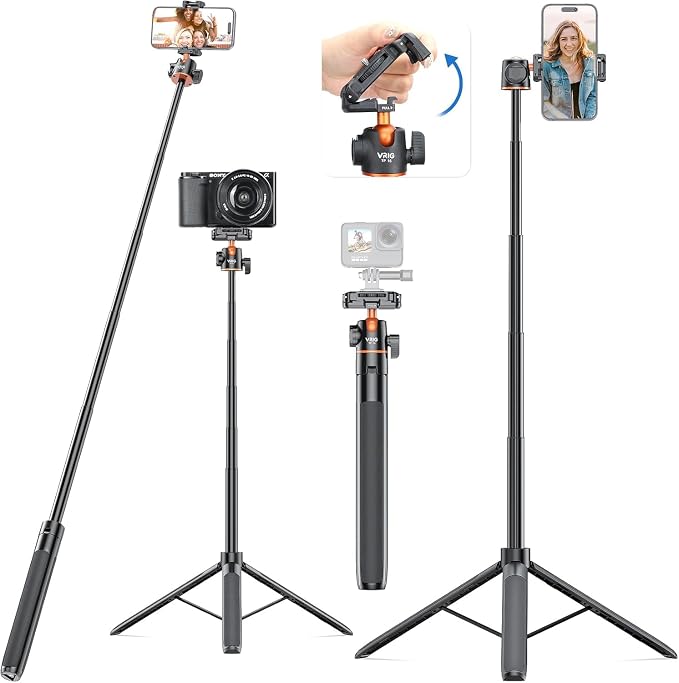 VRIG TP16 Camera Tripod, 55 inch Extendable Phone Selfie Stick Camera Tripod by VRIGSelect