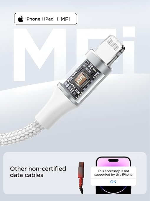 USB C to Lightning Cable 6FT, Power iPhone Charger Cord MFi Certified Braided - Image 3