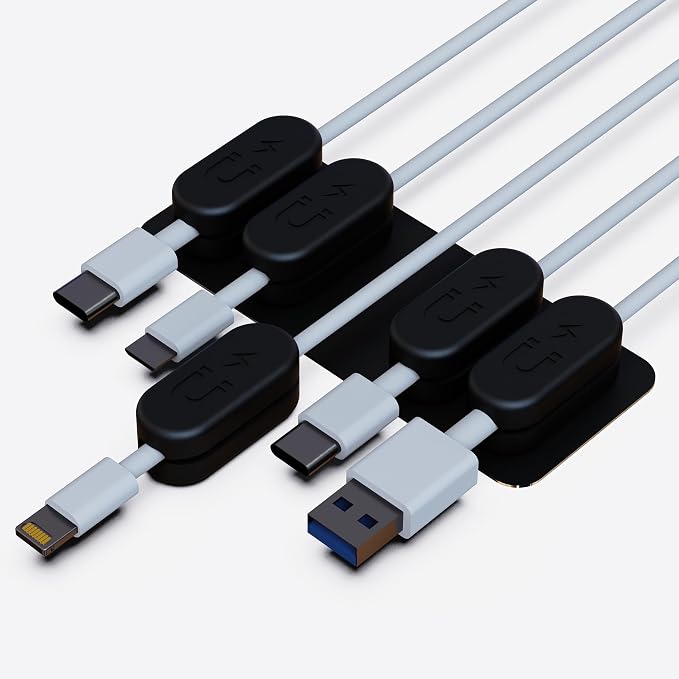 ChargeWorx Pack of 5 Magnetic Cable Clips, Cord Organizer - Image 2