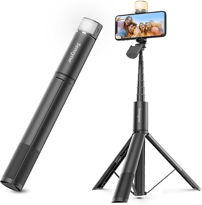 Sensyne Selfie Stick with Light, Phone Tripod with 360° Rotatable Handle by sensyne