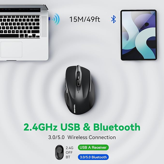 Bluetooth Mouse Rechargeable Wireless Mouse, 4800 DPI Optical Tracking - Image 2