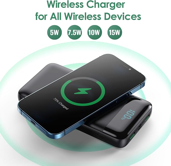 Wireless Portable Charger 30800mAh, 15W Wireless Charging USB C Power Bank - Image 4