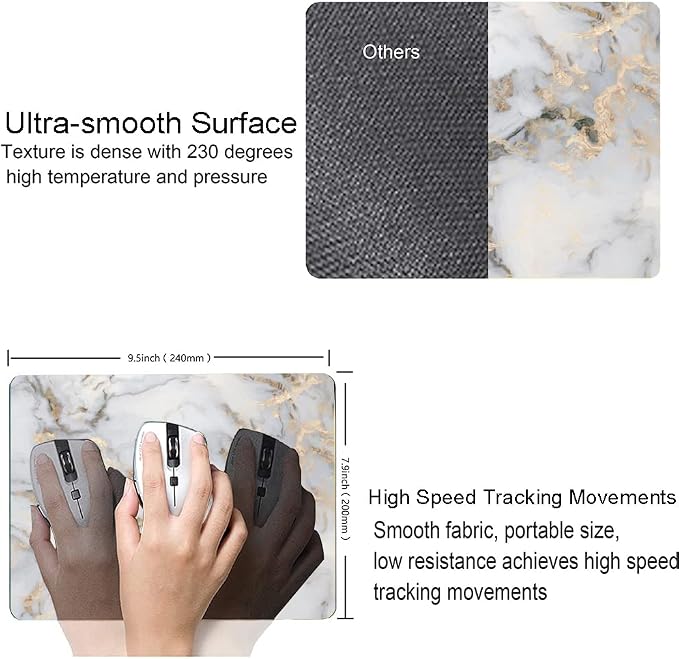 Mouse Pad, Premium-Textured Marbling Mouse Mat Square Waterproof Non-Slip - Image 3