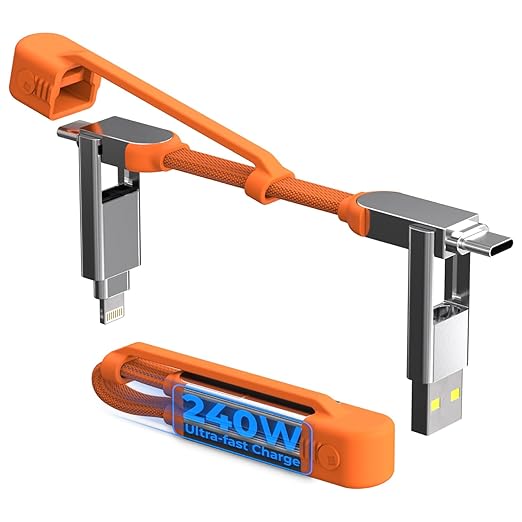 Rolling Square inCharge XS - 240W 4in1 Keyring Cable | Fast Charging & Data by RollingSquare