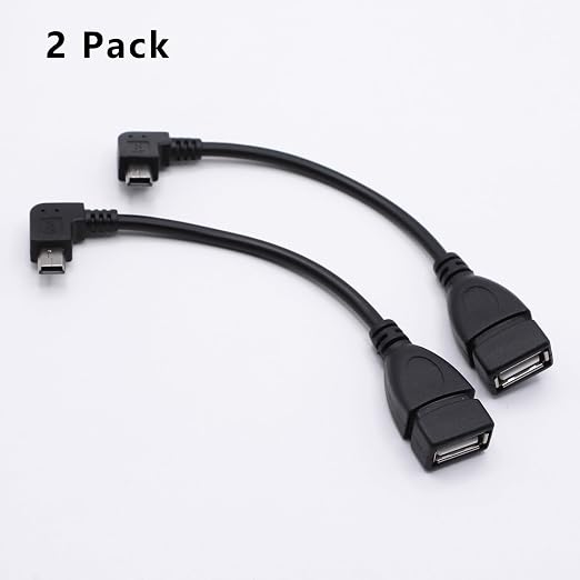 90 Degree Mini USB to USB A OTG Adapter Cable 5.5in Right Angle Mini USB 5-Pin - Image 3