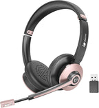 Wireless Headset with Mic for Work, Handsfree 26+ Hours Battery & Mute Button by Earbay