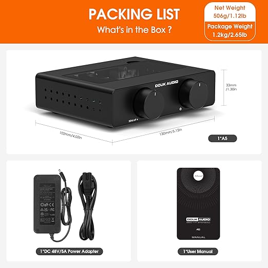 Douk Audio A5 2 Channel TPA3255 Stereo Amp, 300 Watts x2 Mini Hi-Fi Audio Power - Image 9