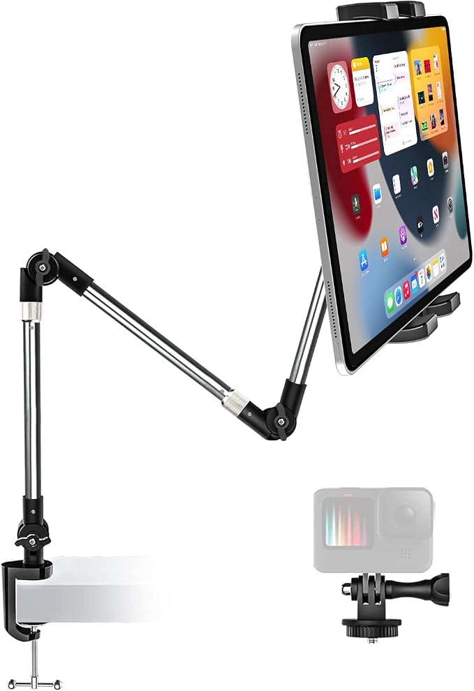 Tablet Holder for Desk Clamp 360° Phone iPad Mount, Aluminum Flexible Webcam by WOLEYI