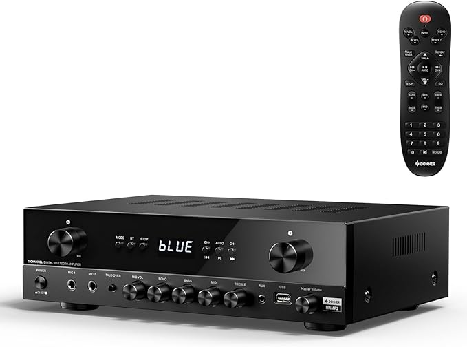 Donner Stereo Audio Amplifier, 600W Peak 2 Channel Receiver by Donner