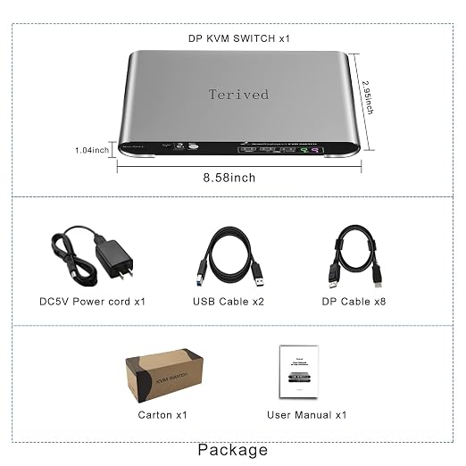 2 Port DP USB 3.0 Automatic KVM Switch Quad Monitor Two Computers Four - Image 5