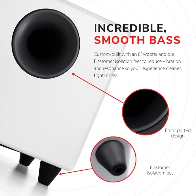 Audioengine S8 250W Wireless Powered Subwoofer, Built-in Amplifier - Image 3