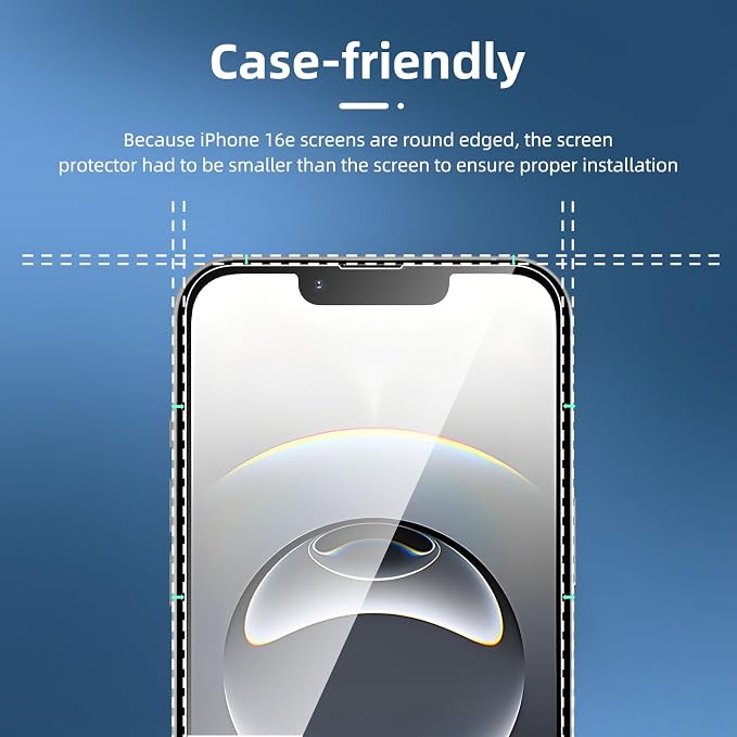 NEW'C 3 Pack Designed for iPhone 16e Screen Protector, Enhanced Tempered Glass - Image 3