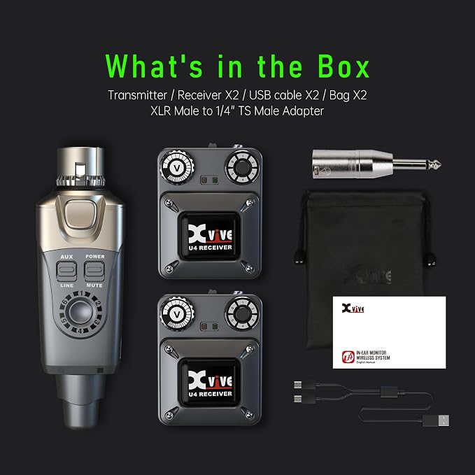 Xvive U4R2 Wireless in-Ear Monitor System Professional IEM System 1 Transmitter - Image 7