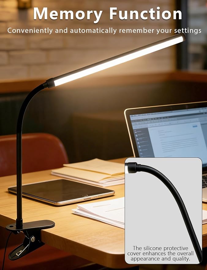 2 Pack LED Clip On Reading Light, Desk Lamp - Image 2