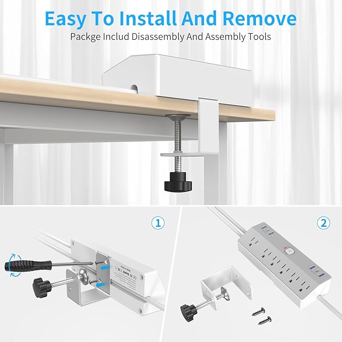 Clamp Power Strip Tall, 40W Fast Charging Station, Desk Mount Desk Shelf - Image 8