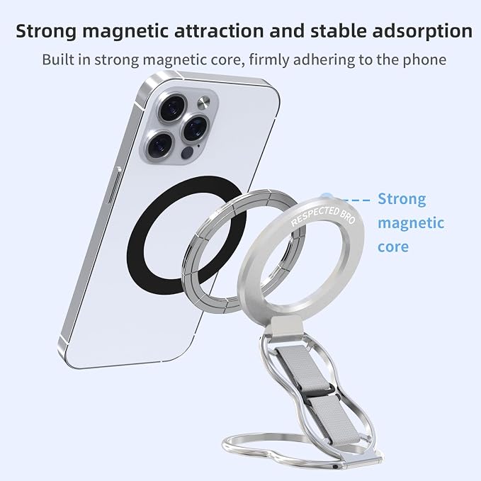 RESPECTED-BRO-Magnetic-Phone-Grip-Stand-with-Finger-Strap, 4-in-1 Magnetic Ring - Image 4