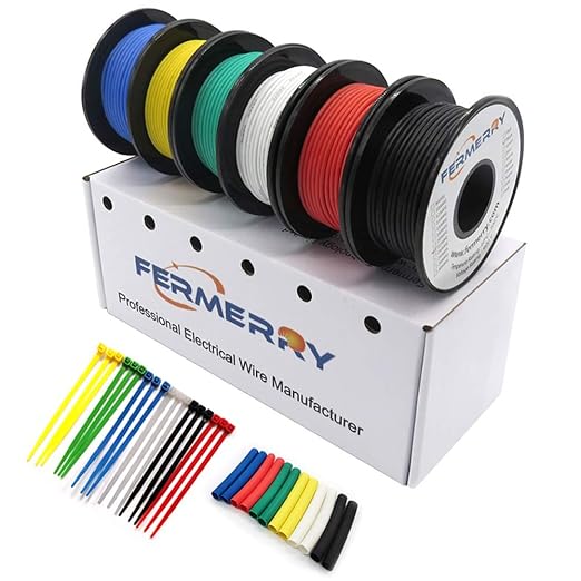 Fermerry 30 AWG Stranded Wire Spool 25ft Each 6 Colors Flexible 30 Gauge by Fermerry+Technology++