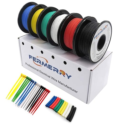 Fermerry 30 AWG Stranded Wire Spool 50ft Each 6 Colors Flexible 30 Gauge by Fermerry+Technology++