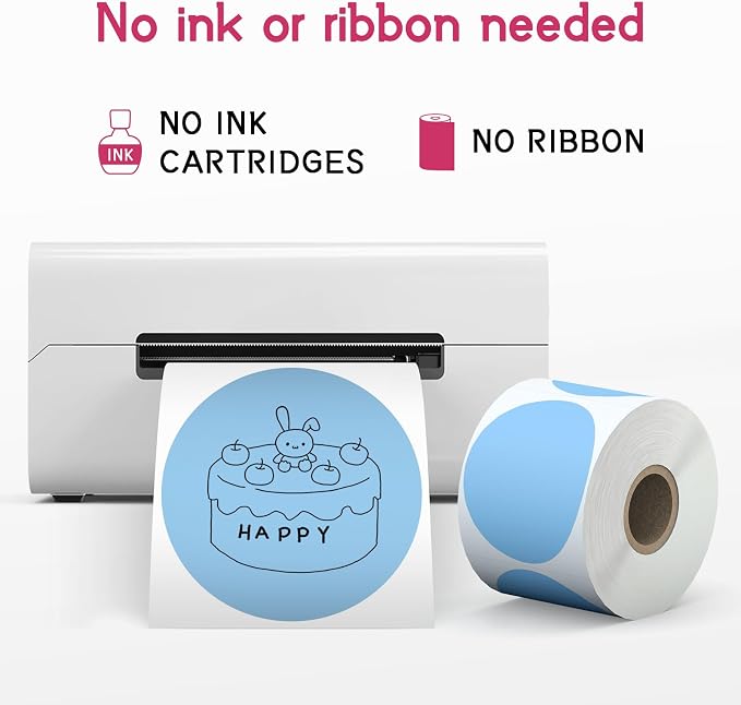 6 Rolls 2 Inch 6-Color Assorted Circle Direct Thermal Stickers Labels, - Image 6