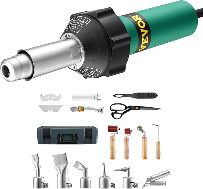 VEVOR Hot Air Plastic Welder, 1600W Hot Air Torch Pistol, 122-1112℉ PVC TPO by VEVOR