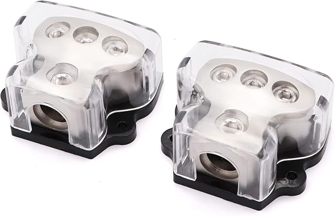 3 Way Power Distribution Block 1x 0 Gauge in 3X 4 Gauge Out Amp Power - Image 4