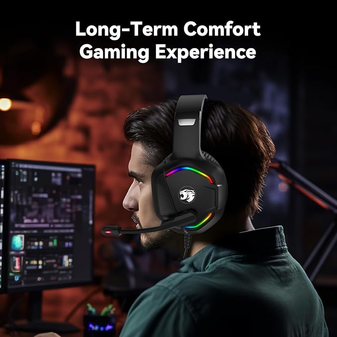 Gaming Headset with Microphone for Pc, Xbox One Series X/s, Stereo Wired Noise - Image 4
