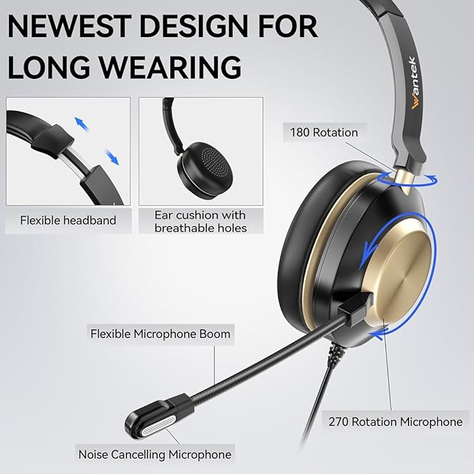 Headset with Mic, USB Headset with Microphone, Computer Headset with Noise - Image 4