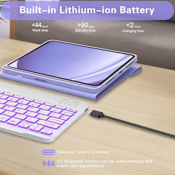 Keyboard Case for Samsung Galaxy Tab A9 Plus 5G 11 inch 2023, 7 Color Backlit - Image 4