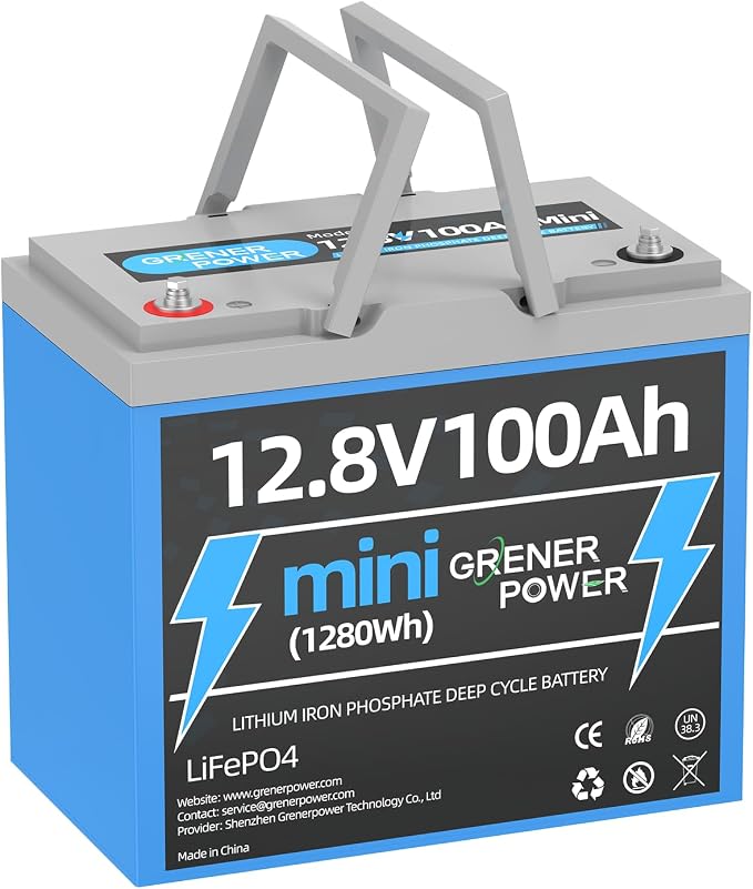 12V100Ah Mini LiFePO4 Battery, 100A BMS 12.8V Lithium Battery, 100AH Lifepo4 by GreenLiFePO4onGRENERPOWER