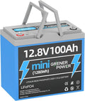 12V100Ah Mini LiFePO4 Battery, 100A BMS 12.8V Lithium Battery, 100AH Lifepo4 by GreenLiFePO4onGRENERPOWER