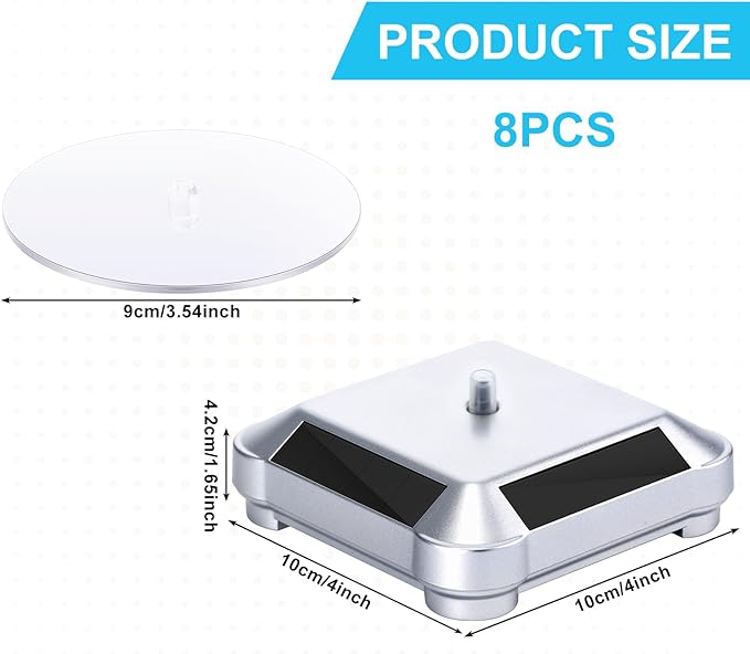 Xuhal 8 Pcs Solar Rotating Stand Turntable Battery Powered Double Use Solar - Image 2