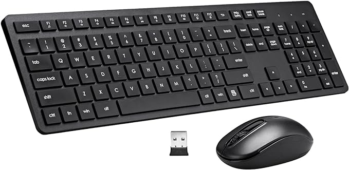 Wireless Keyboard and Mouse Combo, 2.4G Silent Cordless Keyboard Mouse Combo by Harburfine