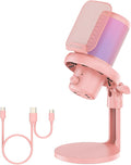 FEELWORLD VM1 Pink Gaming PC USB Microphone Condenser Mic by Feelworld