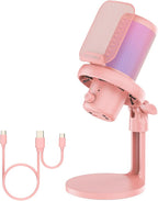 FEELWORLD VM1 Pink Gaming PC USB Microphone Condenser Mic by Feelworld