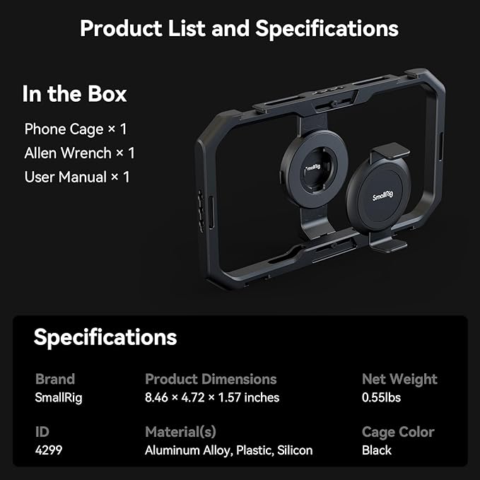 SmallRig Universal Quick Release Phone Cage, Aluminium Alloy Magnetic - Image 6