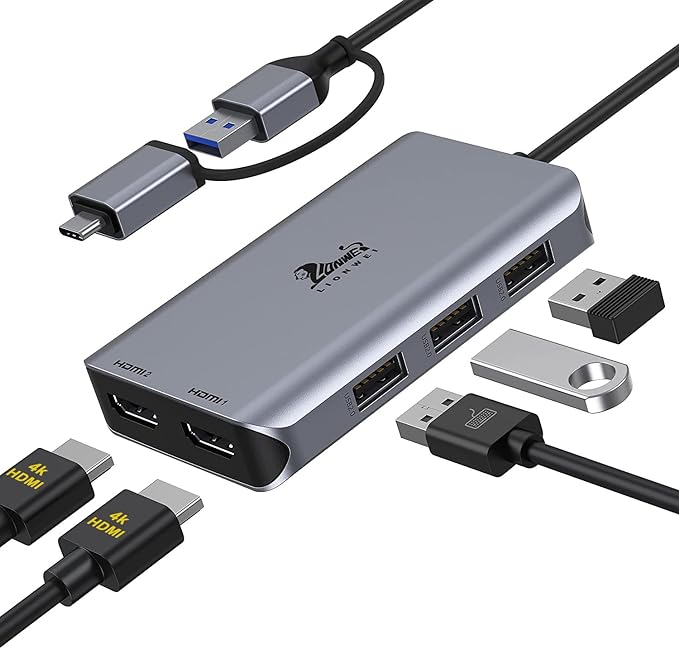LIONWEI USB 3.0 to Dual HDMI Docking Station by LIONWEI