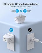 TROND 2 Prong to 3 Prong Outlet Adapter, 3-Way Angled Plug Extender - Image 2
