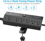 Desk Clamp Power Strip with 40W Fast Charging Station, JXGUCAT Removable Desk - Image 2