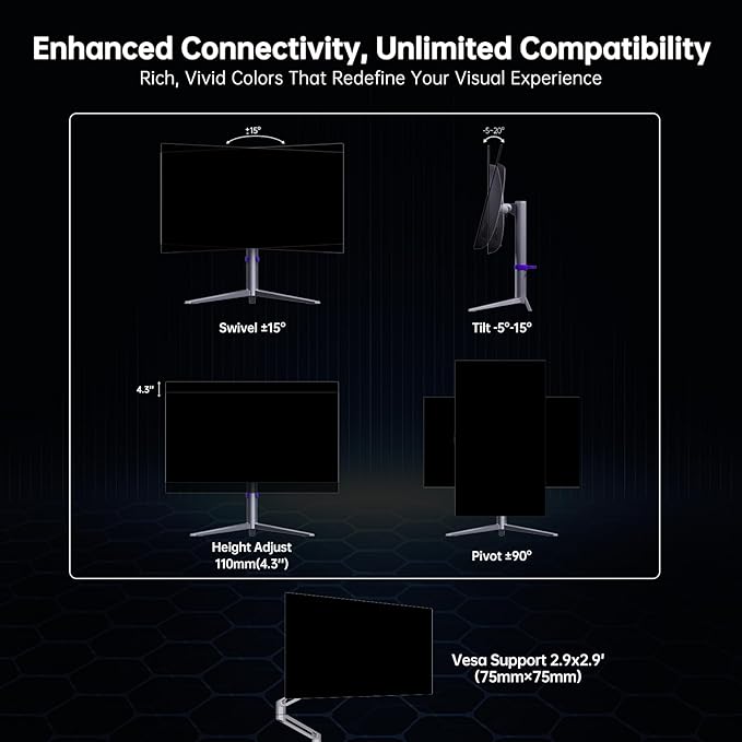 KTC 27-inch OLED Gaming Monitor | QHD 2560x1440P | 240Hz 0.03ms GTG | 1.5M:1 - Image 8