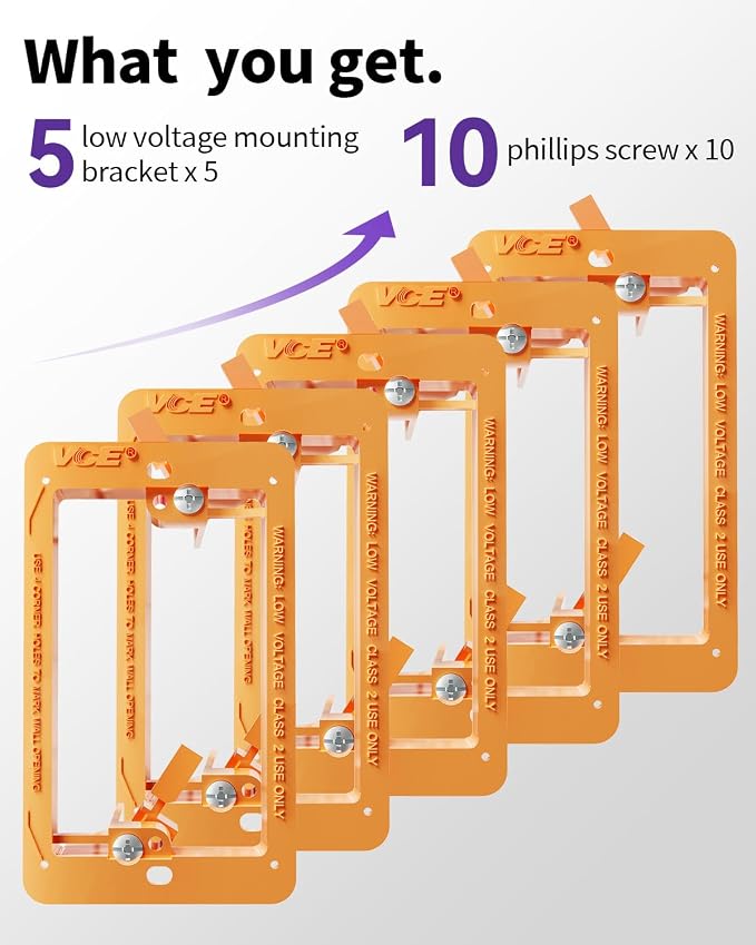 VCE Low Voltage Mounting Bracket Single Gang Wall Plate, Flush Low Voltage Box - Image 9