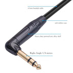 HUAELU 2Pack 3.3FT Right Angle 6.35mm TRS Stereo Male to Female Audio Cable - Image 7