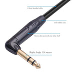 HUAELU 2Pack 1FT Right Angle Audio Cable, Male to Female, 6.35mm TRS Stereo to - Image 8